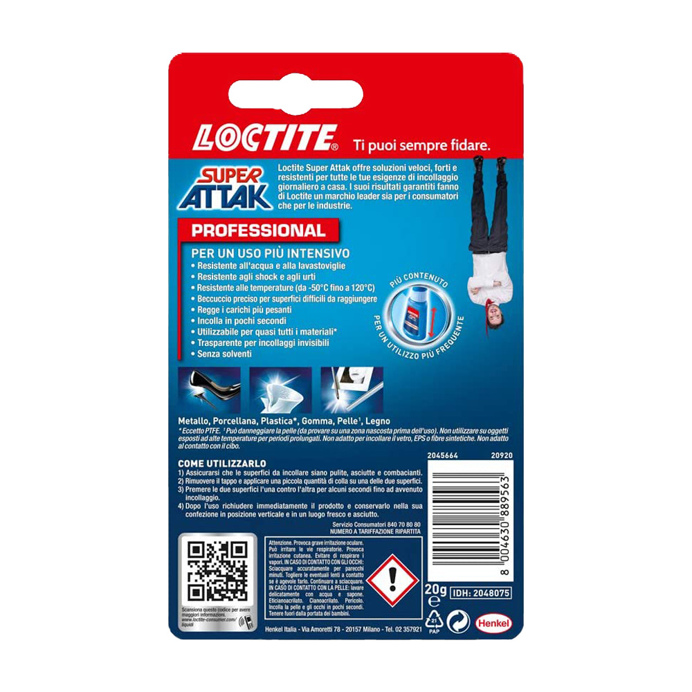 Adesivo Universale Istantaneo Super Attak Professional LOCTITE 20 g